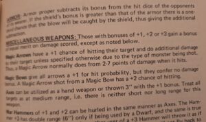 Read more about the article OD&D’s Magic Bonus for Miscellaneous Weapons